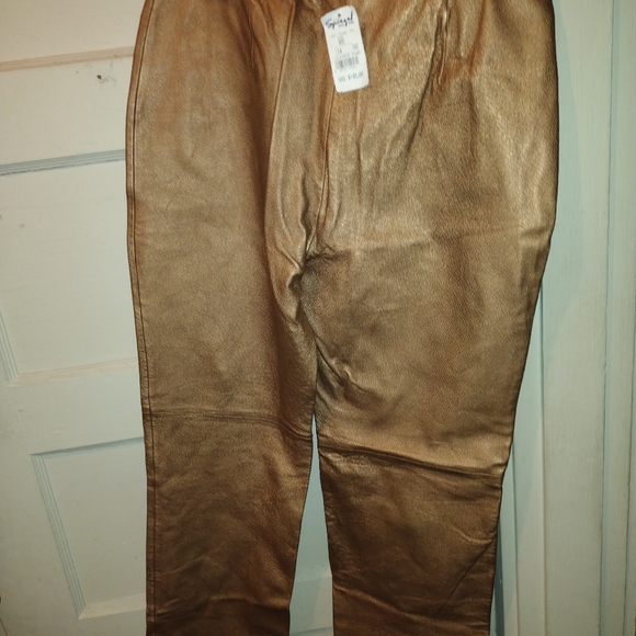 designer gold leather pants~missy size - Picture 2 of 4